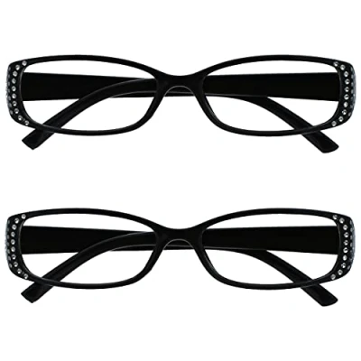 Immagine di Uv Reader Nero Stile Diamonte Lettori Valore 2 Pacco Designer Donna Signora Uvr2093Bk +2,00 70 Gr