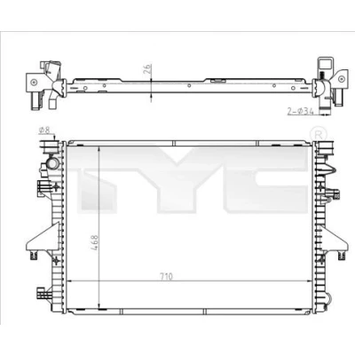 Immagine di TYC Radiatore motore 710mm 468mm 26mm Alette di raffreddamento montate meccanicamente VOLKSWAGEN: Transporter 5, 5 Bus 737 0069