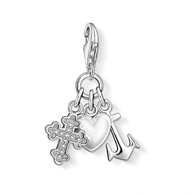Immagine di Thomas Sabo Charm Club 0409 051 14 Ciondolo da Donna, Argento 925 e Zirconia Cubica, Croce, Cuore Ancora, Individual Cross, Heart, Anchor Pendant