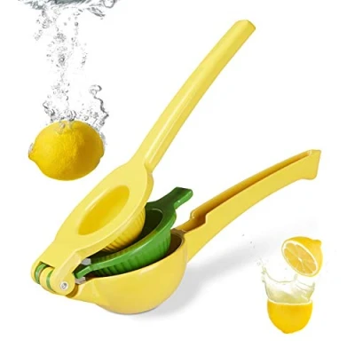 Immagine di Relaxdays Spremiagrumi Manuale, Spremifrutta Resistente 2in1, Limoni e Limette, Bar, HxLxP: 5,5 x 7,5 22 cm, Giallo