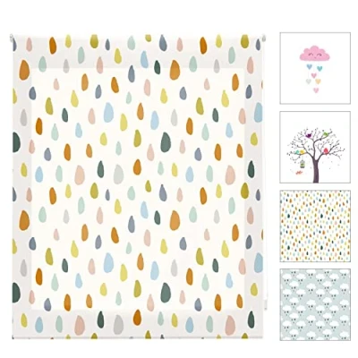 Immagine di Blindecor Digital Kids Tenda avvolgibile traslucida con stampa digitale Modello Colordrops 130 x 180 cm (larghezza per altezza), dimensioni del tessuto 127 175 Tende finestre