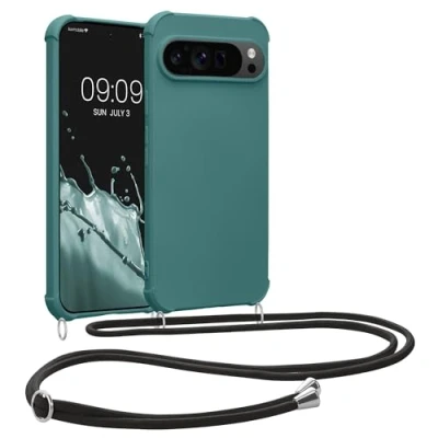 Immagine di kwmobile Custodia Compatibile con Google Pixel 9 Pro XL Cover Back Case in Silicone TPU Protezione Smartphone Cordino petrolio
