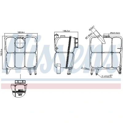 Immagine di NISSENS 996138 Vaschetta Radiatore 1,2 con calotta/coperchio VOLVO: V50, C30, C70 2 Cabriolet, FORD: C Max, KUGA 1, Focus