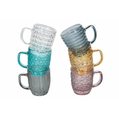 Immagine di Set 6 tazzine caffè 90 ml in vetro colorato, Geometrie