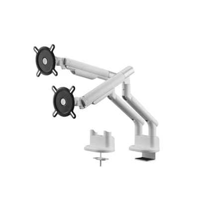 Immagine di One For All Design Dual white Supporto da tavolo per monitor 33 cm (13) 81,3 (32) Bianco Regolabile in altezza, Inclinabile + girevole, Girevole