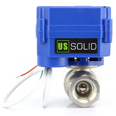 Immagine di U.S. Solid 1/2&quot; Valvola a sfera motorizzata Acciaio inossidabile Elettrovalvola, 9 24V AC/DC, 2 fili, ritorno automatico normalmente aperto