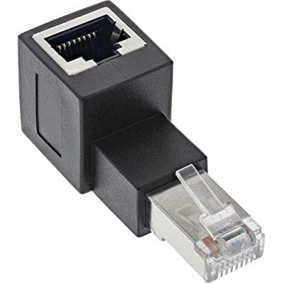 Immagine di InLine® Adattatore RJ45 cat. 6A, connettore maschio/femmina, 90 verso l&#039;alto