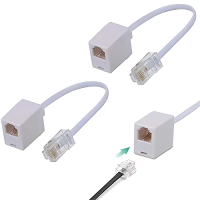 Immagine di MAOZHOU Adattatore RJ45 a RJ11, 2 pz Ethernet bianco 8P8C Cavo telefonico RJ11 6P4C Converter,Connettore per