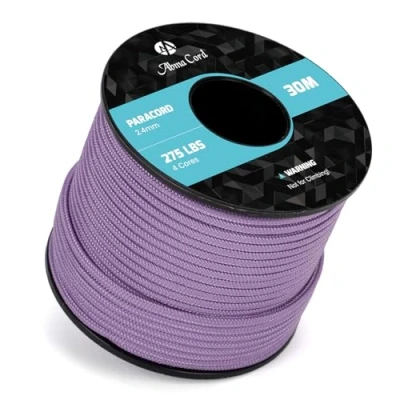 Immagine di Abma Cord 30M Paracord 275 Nylon Corda 2,4 mm da Paracadute a 4 Fili Cavo di Sopravvivenza, Militare, Multiuso Max. 125kg (275lbs) Lilla Chiaro
