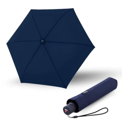 Immagine di Knirps Ombrello C.250 Light Duomatic Navy con Borsa Portaombrelli, Tascabile Funzione Duomatic, Apertura Chiusura Automatica, Pulsante, Automatico