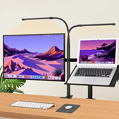 Immagine di iZELL Lampada da Scrivania 154 LED [Potere Illuminante Notevole] 70CM con Pinza, 3 colore&amp;10 Livelli di Luminosità Lettura 360Flessibile Caricatore USB per Casa/Ufficio 2