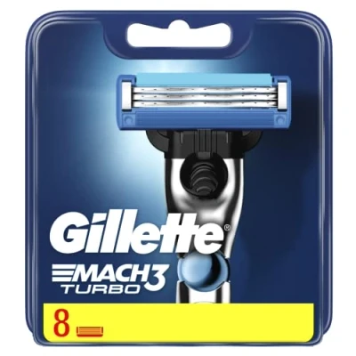 Immagine di Gillette Mach3 lame di ricambio Turbo per rasoio da uomo (8 pezzi), con più dure dell&#039;acciaio
