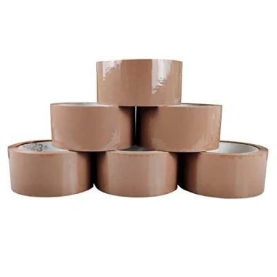 Immagine di RAYLU PAPER Nastro adesivo per l&#039;imballaggio di scatole spedizione resistenti ed extra resistenti, 66 metri x 50 mm larghezza (6 unità, marrone)