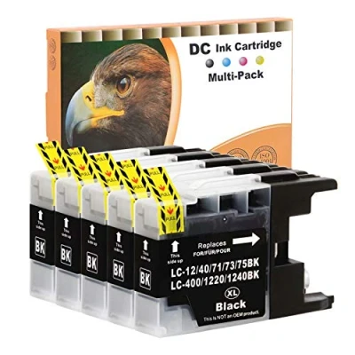 Immagine di D&amp;C Cartucce compatibili per Brother LC 1220 1240 XL DCP J525W J725DW J925DW MFC J280W J425W J430W J435W J5910DW J625DW J6510DW (5 Nero)