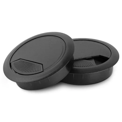 Immagine di LouMaxx passacavo da scrivania nero Set di 2 passacavi 60 mm Ø tavolo in plastica robusta copertura perfetta con stabile