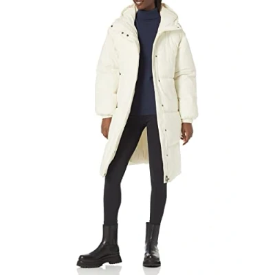 Immagine di Amazon Essentials Piumino Lungo con Cappuccio Oversize (Disponibile in Taglie Forti) Donna, Bianco Guscio D&#039;uovo, S