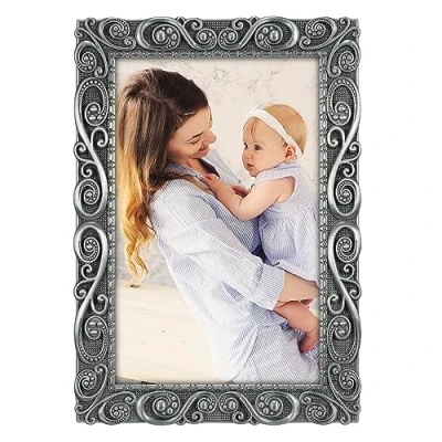 Immagine di Malden International Designs Cornice portafoto Morgan in Peltro, 10 x 15 cm, Colore: Argento