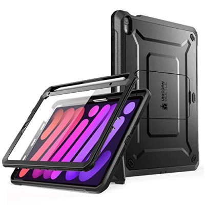 Immagine di SUPCASE Cover per iPad Mini 7 2024 (A17 Pro) / 6 2021 8.3 Pollici, con Protezione Schermo Integrata, Portapenne e Supporto (Nero)