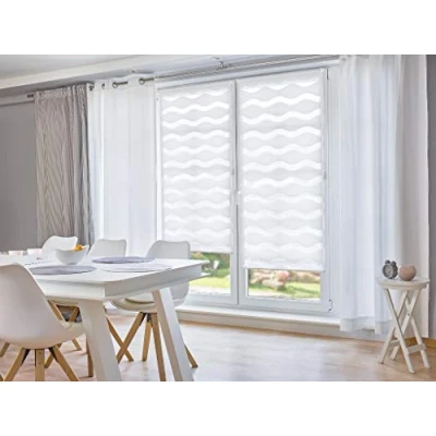 Immagine di Khome Tenda avvolgibile Doppia con Sistema Klemmfix, Poliestere, Bianco, B75 x H200 cm