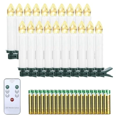 Immagine di EXTSUD 20 candele a LED, lampada candela, luce notturna, senza fiamma, fiamme realistiche, per camera da letto, regalo di Natale, decorazione feste, funzionamento batteria con telecomando