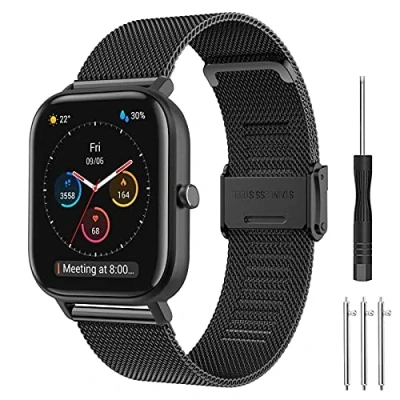 Immagine di Cinturino per Amazfit GTS, 20mm in Acciaio Inossidabile Metallo GTS 4, 4 Mini, 2 2, 3, Bip, Bip U, U Pro, GTR Active