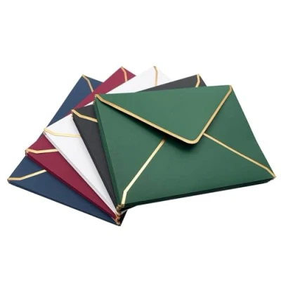 Immagine di Confezione da 50 buste per invito, 18.5 x 13.5 cm, con bordo in lamina dorata, 5 colori, formato A7, invito di lusso matrimoni, inviti, foto, feste laurea, biglietti auguri
