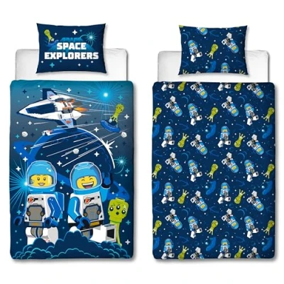 Immagine di Character World LEGO® City Set copripiumino singolo per bambini, con licenza ufficiale, reversibile, 2 lati, federa coordinata, design in policotone