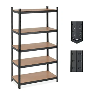 Immagine di Relaxdays Scaffale in Acciaio, HxLxP: 180 x 100 50 cm, 5 Ripiani ad Alta Portata 1250 kg, per Garage e Cantina, Nero, Legno ingegnerizzato