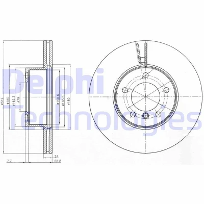 Immagine di DELPHI BG4172C Disco freno 312 24 5 ventilato rivestito non trattato senza cuscinetto ruota, anello sensore ABS BMW: 3 Coupe, 1 Hatchback