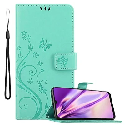Immagine di Cadorabo Custodia Libro per Samsung Galaxy A30S / A50 S in TURCHESE Fiore Design di con Chiusura Magnetica, Funzione Stand e 3 Vani Carte Portafoglio Cover Case Wallet Book Etui