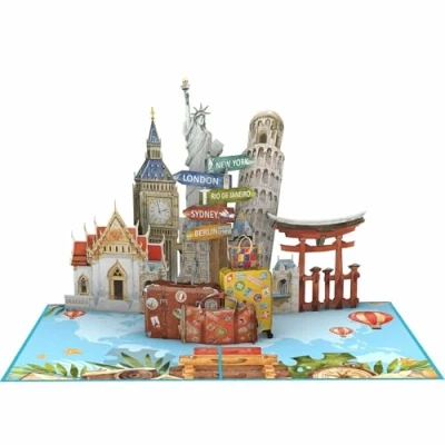 Immagine di Favour Pop Up® Una splendida carta 3D per viaggiatori, vacanzieri e viaggiatori del mondo, anche regali in denaro o voucher. XP847