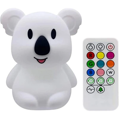 Immagine di Tekemai Luce Notte Bambini, Lampada Notturna, Abat jour per Allattamento,Lampada da comodino in silicone 9 colori con telecomando,Lampada LED ricaricabile Camera letto/regalo bambino Medio Koala