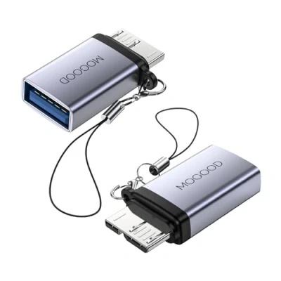 Immagine di MOGOOD Micro B Plug to USB Adattatore femmina, a USB3.0 dati femmina convertitore corto per computer, laptop, dischi rigidi esterni (2 confezioni)