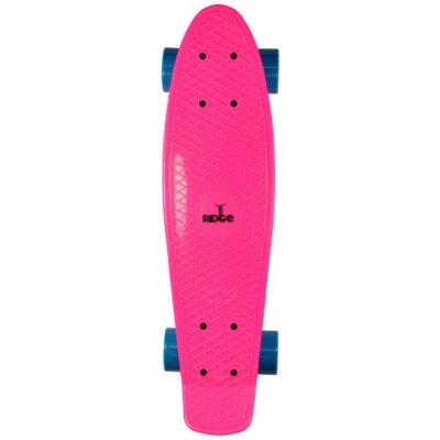 Immagine di Ridge 27&quot; Big Brother Mini Cruiser Skate Skateboard Retro Vintage completo nel rosa, fatto in l&#039;UE, cuscinetti ABEC 7, alta qualità formula segreta di plastica