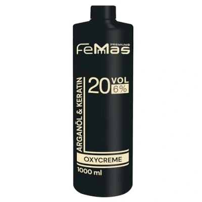 Immagine di FemMas Oxycreme in 6% 1000 ml i ossidante per colorare e tonificare capelli, facile da applicare tenuta ottimale, sviluppatore risultati uniformi di qualità salone, Developer capelli
