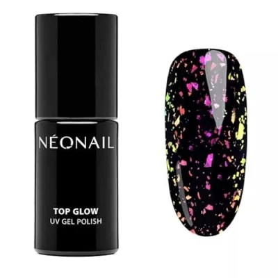 Immagine di NEONAIL Top Coat Semipermanente Unghie 7,2 ml Smalto Rosa Glow Rose Aurora Flakes Gel Per UV Led Nail Polish Olografico