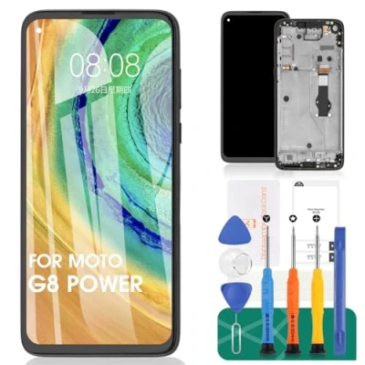 Immagine di Schermo LCD di ricambio per Motorola Moto G8 Power Touch Screen XT2041 1, kit riparazione (nero, con telaio)