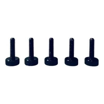 Immagine di PrecisionGeek Viti a testa zigrinata in alluminio nero, M5 x 15 mm, 1 set (5 pezzi)