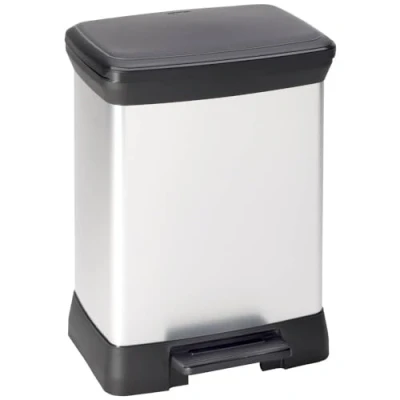Immagine di Curver DECO Bin 240642 Bidone della spazzatura 30 l (L x A P) 390 510 290 mm Argento, Nero 1 pz.