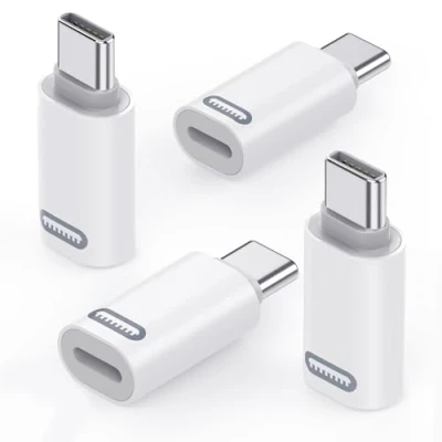 Immagine di MoKo Adattatore USB C Maschio a Lightning Femmina, 4PZ Connettori Femmina Maschio, Convertitore per iPhone 15/15 Pro/15 PRO Max/15 Plus, iPad, Non Audio/OTG, Bianco PD