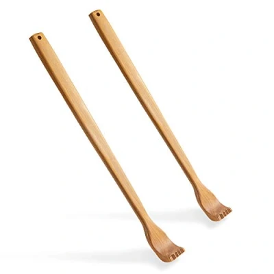 Immagine di 2 grattacieli per la schiena in legno, alleviare immediatamente il prurito del corpo, rilassamento sul retro con manico lungo (colore legno)
