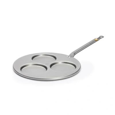 Immagine di De Buyer Mineral B Element Padella a blinis 3 Scomparti, Diametro cm 27, 5612.03, Acciaio, Argento, 28