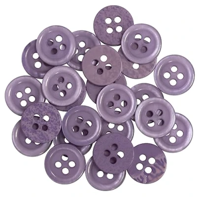 Immagine di AERZETIX C67932 Set di 25 Bottoni per cucire rotondi Ø11.5x2mm a 4 fori 18L L18 con bordo colore lillà chiaro in plastica apertura 1.8mm moda merceria cucito abbigliamento decorazione