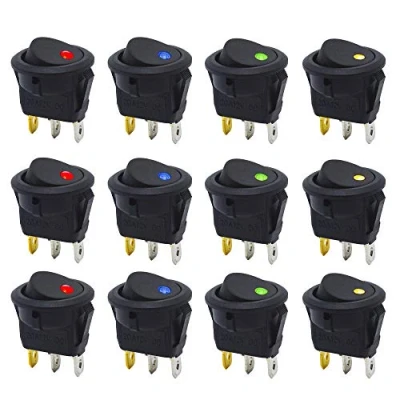 Immagine di Senven 12pcs Interruttore a levetta DC 12V 20A rotondo per auto bilanciere on off con indicatore LED barca auto, 4 colori