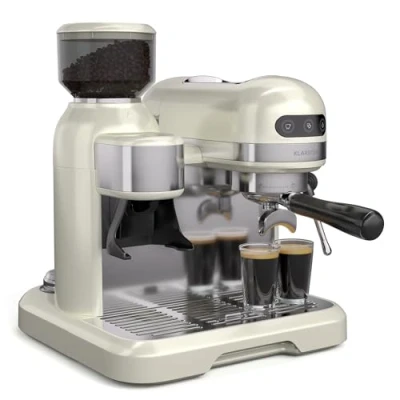 Immagine di KLARSTEIN Bella Café Macchina per caffè Espresso, 19 Bar, 1550W, Macinino Integrato da 200g, Montalatte Mobile, Serbatoio 1,4L, Thermo Block, 2 Tazze, Crema