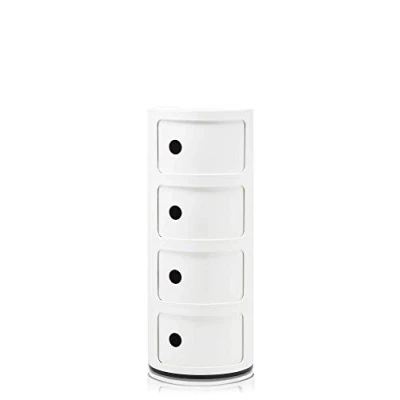 Immagine di Kartell Componibili Contenitore 4 Elementi, ABS, Base Tonda, Bianco, 32 x 77 cm