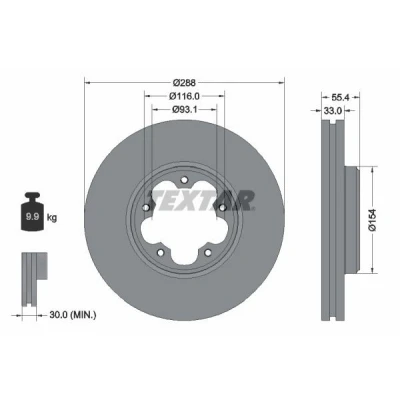 Immagine di TEXTAR 92320303 Disco freno FORD: Transit Custom V362 Van, Bus, V363 Camion pianale / Telaio
