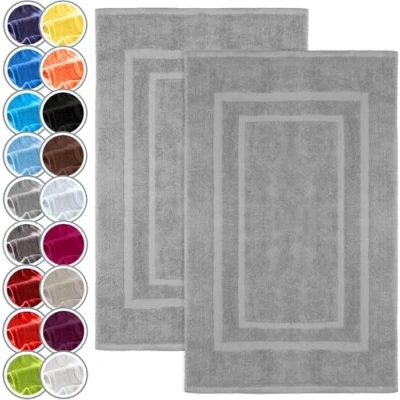 Immagine di NatureMark Confezione da 2 tappetini bagno e doccia, in 100% cotone, 50 x 80 cm, di colore Grigio argento
