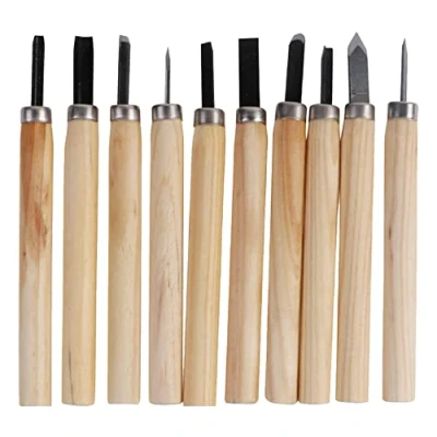 Immagine di 10 pezzi Scalpelli per Legno, Coltelli da Intaglio , ideale scultura Hobby, Carpenteria, Rifilatura dei Bordi