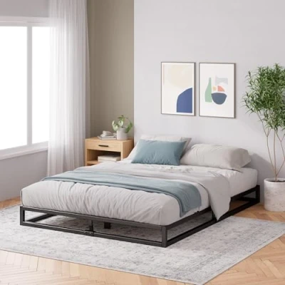 Immagine di Zinus Joseph Modern Studio Telaio per Letto a Profilo Basso, 6 Pollici, Metallo Legno, Nero, 140 x 200 cm